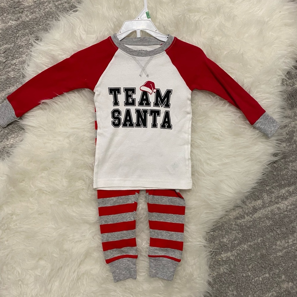 NWOT Carter’s TEAM Santa Christmas pajamas - 18M